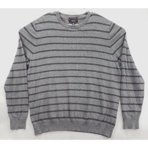 Nordstrom Sweater Mens XL Black Gary Cashmere Knit Striped Crew Neck Pullover